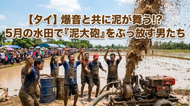 【タイ】爆音と泥の雨!? 5月の水田で「手作り大砲」をぶっ放すおじさんたちがガチすぎる 【タイ】爆音と泥の雨!? 5月の水田で「手作り大砲」をぶっ放すおじさんたちがガチすぎる
