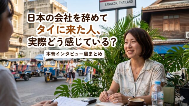 日本の会社を辞めてタイに来た人、実際どう感じている?本音インタビュー風まとめ 日本の会社を辞めてタイに来た人、実際どう感じている?本音インタビュー風まとめ
